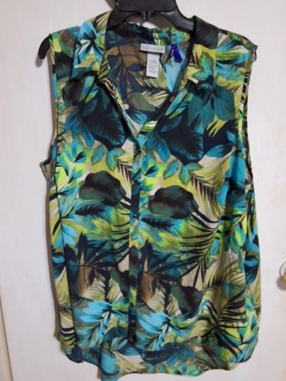 Catherines Tropical Leaf Print Sleeveless Camisole - 2X WP